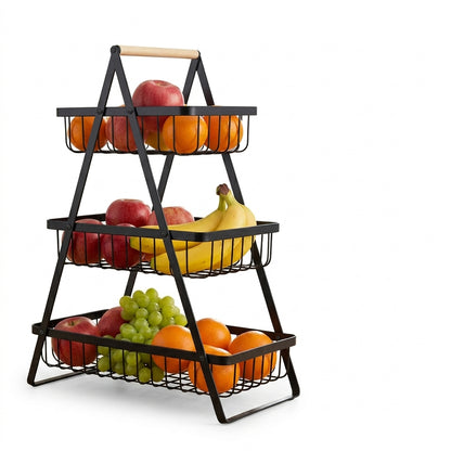 Organizador Frutero de Cocina 3 Niveles – Hierro Forjado Elegante