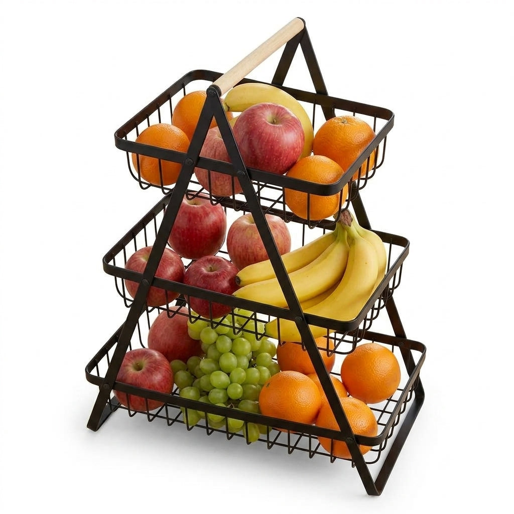 Organizador Frutero de Cocina 3 Niveles – Hierro Forjado Elegante