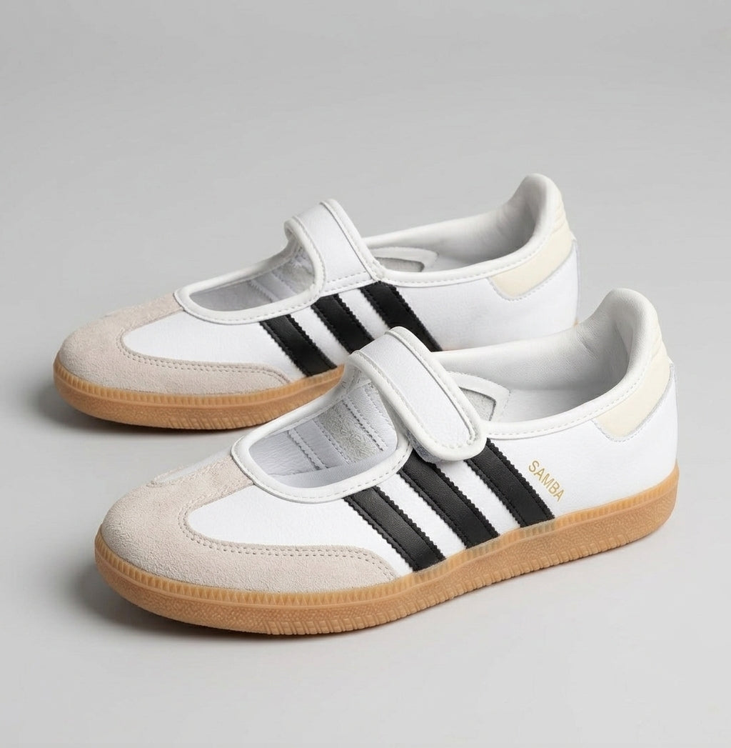 Zapatillas Adidas Samba Jane – Blanco / Negro (Suela Caramel