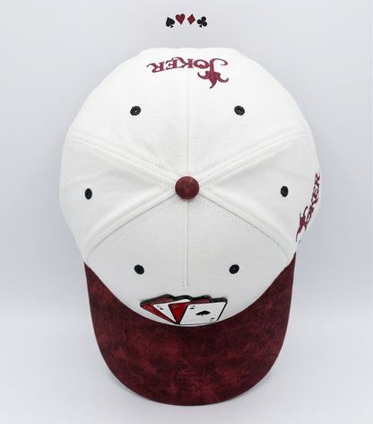 Gorra Snapback Joker – Royal Flush Edition (Blanco/Burdeos)